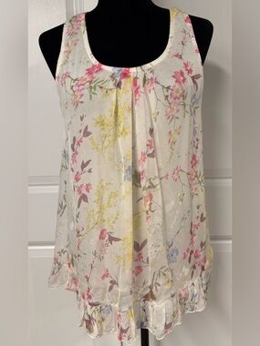 Tendenze Silk Floral Ruffle Top Blouse
